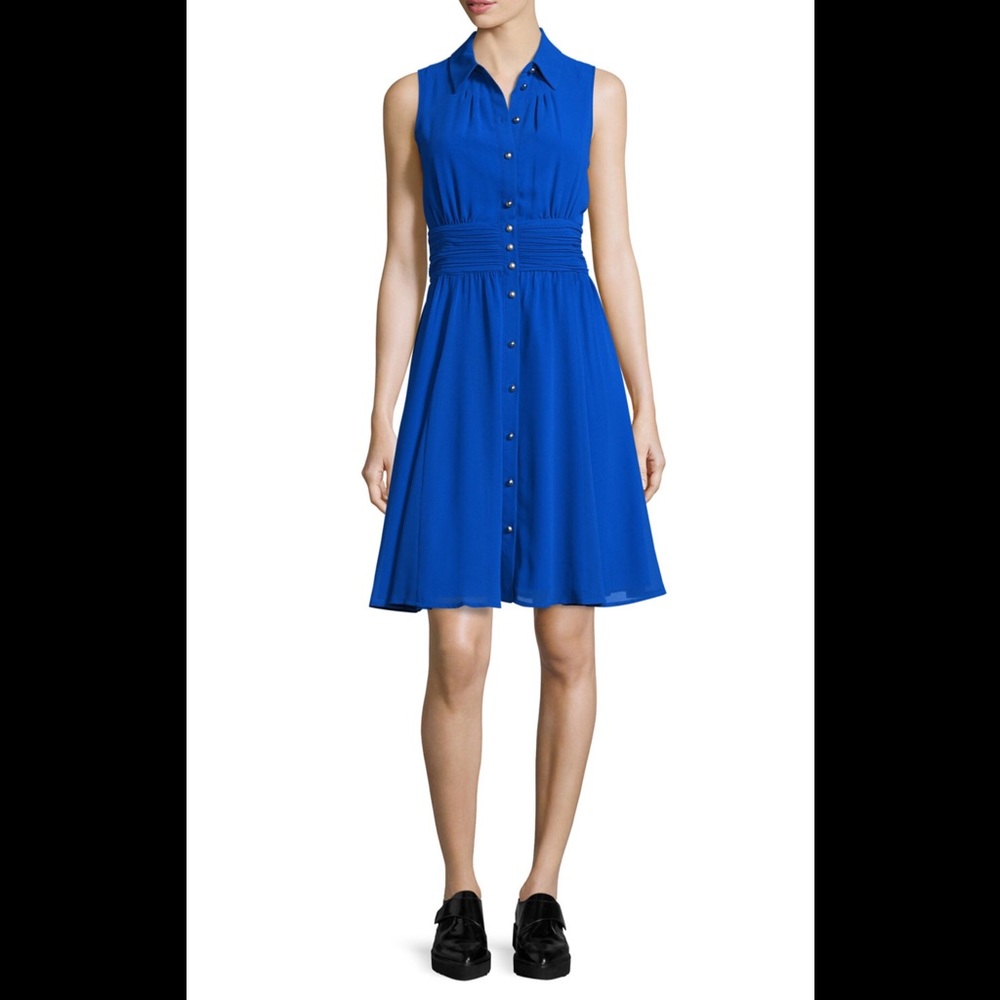 Karl Lagerfeld Paris Sz 4 Cobalt Blue Shirt Dress
